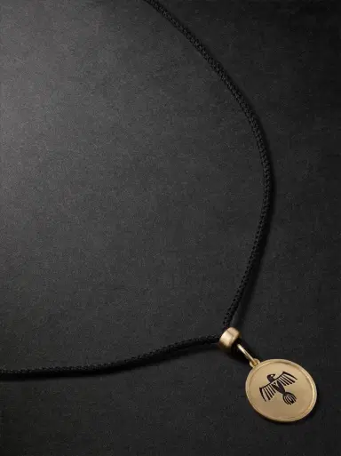 Jacquie Aiche Thunderbird 14-Karat Gold, Enamel and Cord Pendant Necklace - Men | Thumbnail 1 Jacquie Aiche Thunderbird 14-Karat Gold, Enamel and Cord Pendant Necklace - Men | Thumbnail 1