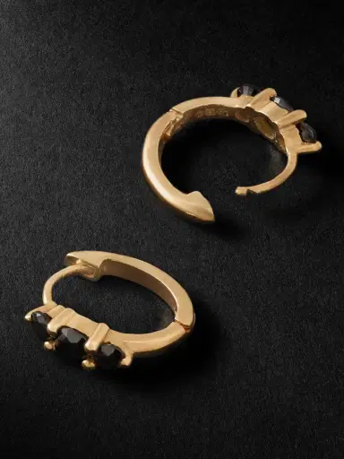 Ileana Makri Gold Diamond Hoop Earrings - Men | Thumbnail 3 Ileana Makri Gold Diamond Hoop Earrings - Men | Thumbnail 3