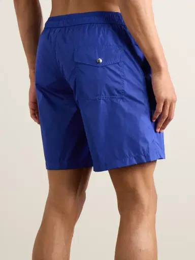 Moncler Straight-Leg Mid-Length Logo-Appliquéd Striped Recycled Swim Shorts - Men | Thumbnail 3 Moncler Straight-Leg Mid-Length Logo-Appliquéd Striped Recycled Swim Shorts - Men | Thumbnail 3