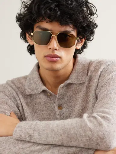 Cartier Eyewear Santos de Cartier Aviator-Style Gold-Tone Sunglasses - Men | Thumbnail 2 Cartier Eyewear Santos de Cartier Aviator-Style Gold-Tone Sunglasses - Men | Thumbnail 2