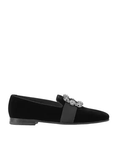 Manolo Blahnik Carlton Crystal-Embellished Grosgrain-Trimmed Velvet Loafers - Men | Thumbnail 1 Manolo Blahnik Carlton Crystal-Embellished Grosgrain-Trimmed Velvet Loafers - Men | Thumbnail 1