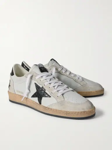 Golden Goose Ball Star Distressed Suede-Trimmed Leather Sneakers - Men | Thumbnail 4 Golden Goose Ball Star Distressed Suede-Trimmed Leather Sneakers - Men | Thumbnail 4
