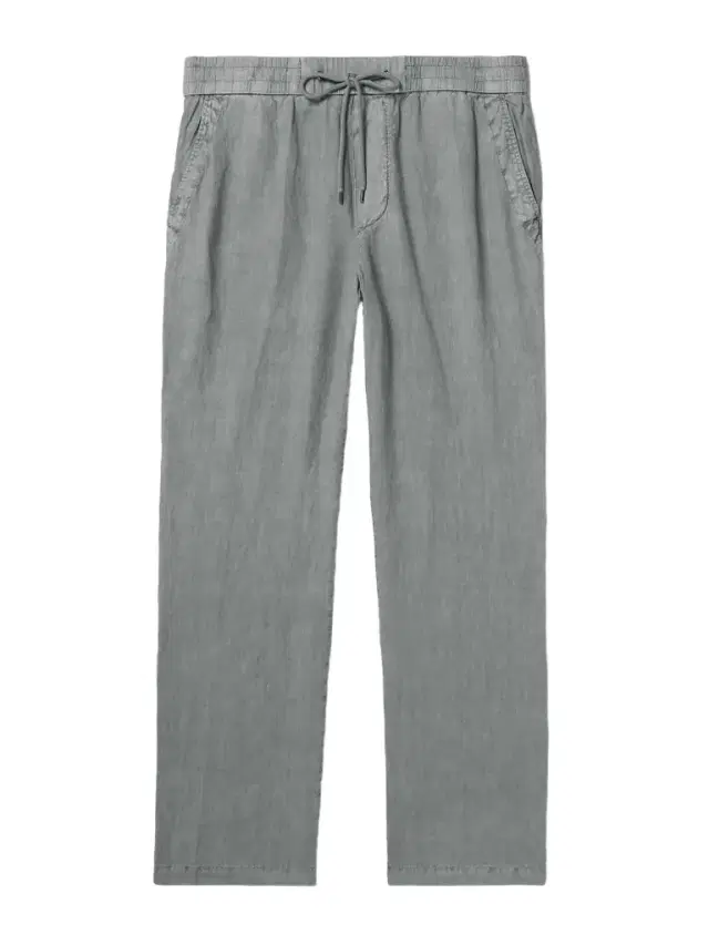 Straight-Leg Garment-Dyed Linen Drawstring Trousers - Men Straight-Leg Garment-Dyed Linen Drawstring Trousers - Men