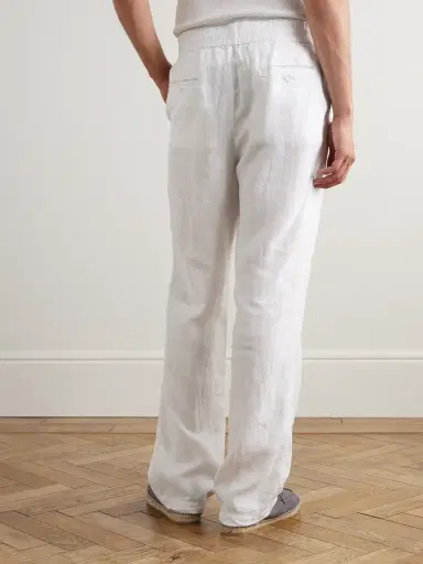 James Perse Straight-Leg Garment-Dyed Linen Drawstring Trousers - Men | Thumbnail 4 James Perse Straight-Leg Garment-Dyed Linen Drawstring Trousers - Men | Thumbnail 4