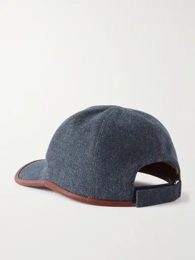 Loro Piana Leather-Trimmed Logo-Embroidered Denim Baseball Cap - Men | Thumbnail 3 Loro Piana Leather-Trimmed Logo-Embroidered Denim Baseball Cap - Men | Thumbnail 3