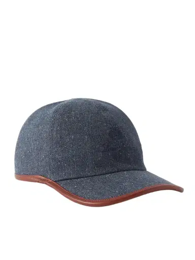 Loro Piana Leather-Trimmed Logo-Embroidered Denim Baseball Cap - Men | Thumbnail 1 Loro Piana Leather-Trimmed Logo-Embroidered Denim Baseball Cap - Men | Thumbnail 1