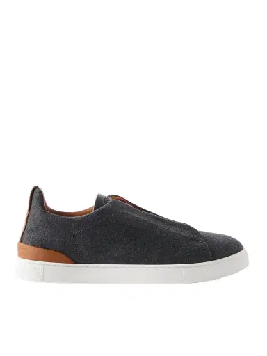 Zegna Triple Stitch™ Leather-Trimmed Wool Slip-On Sneakers - Men | Thumbnail 1 Zegna Triple Stitch™ Leather-Trimmed Wool Slip-On Sneakers - Men | Thumbnail 1