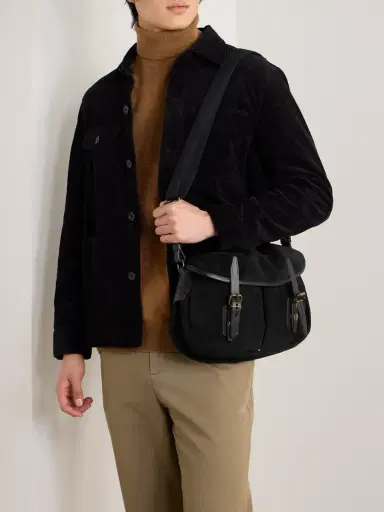 Bleu de Chauffe Musettes Leather-Trimmed Suede Messenger Bag - Men | Thumbnail 2 Bleu de Chauffe Musettes Leather-Trimmed Suede Messenger Bag - Men | Thumbnail 2