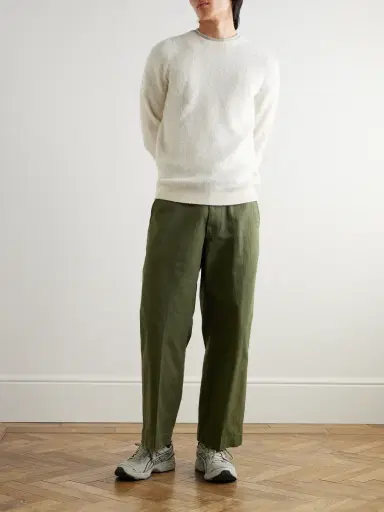 Beams Plus Wide-Leg Herringbone Cotton-Twill Trousers - Men | Thumbnail 2 Beams Plus Wide-Leg Herringbone Cotton-Twill Trousers - Men | Thumbnail 2