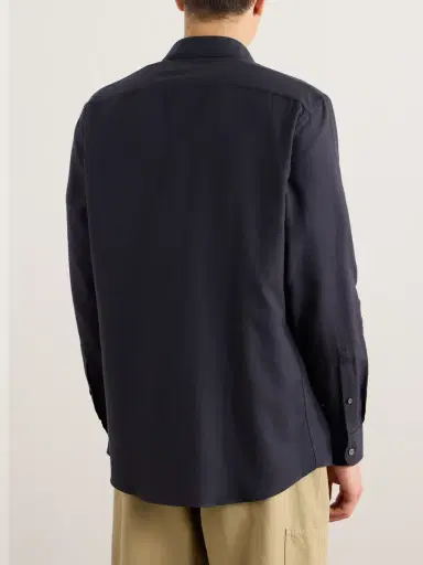 Zegna Cutaway-Collar Cotton and Cashmere-Blend Twill Shirt - Men | Thumbnail 3 Zegna Cutaway-Collar Cotton and Cashmere-Blend Twill Shirt - Men | Thumbnail 3