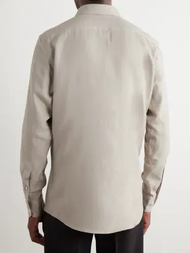 Zegna Cutaway-Collar Cotton and Cashmere-Blend Twill Shirten | Thumbnail 3 Zegna Cutaway-Collar Cotton and Cashmere-Blend Twill Shirten | Thumbnail 3