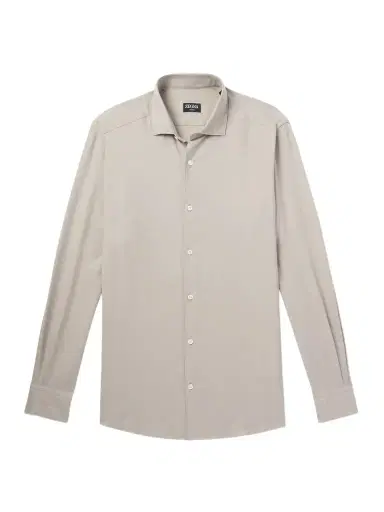 Zegna Cutaway-Collar Cotton and Cashmere-Blend Twill Shirten | Thumbnail 1 Zegna Cutaway-Collar Cotton and Cashmere-Blend Twill Shirten | Thumbnail 1