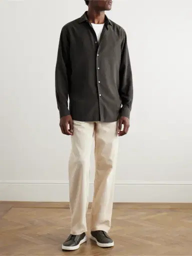 Zegna Garment-Dyed Silk Shirt - Men | Thumbnail 2 Zegna Garment-Dyed Silk Shirt - Men | Thumbnail 2