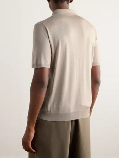 Loro Piana Slim-Fit Wool, Silk and Cashmere-Blend Polo Shirt - Men | Thumbnail 4 Loro Piana Slim-Fit Wool, Silk and Cashmere-Blend Polo Shirt - Men | Thumbnail 4