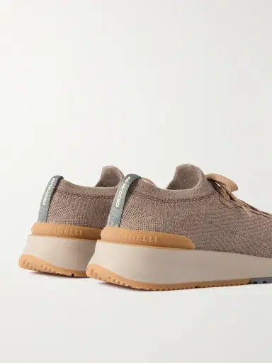 Brunello Cucinelli Leather-Trimmed Stretch-Knit Sneakers - Men | Thumbnail 5 Brunello Cucinelli Leather-Trimmed Stretch-Knit Sneakers - Men | Thumbnail 5