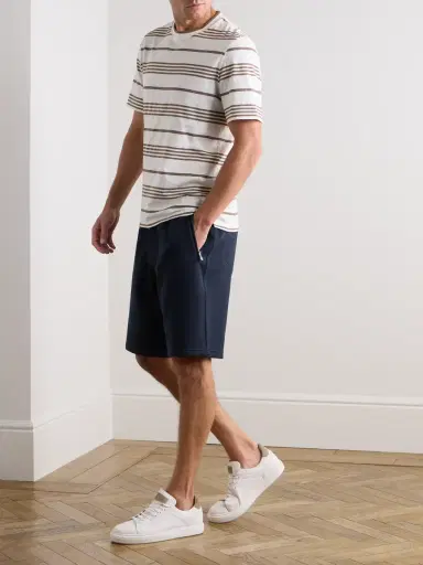Brunello Cucinelli Straight-Leg Cotton-Blend Jersey Drawstring Shorts - Men | Thumbnail 2 Brunello Cucinelli Straight-Leg Cotton-Blend Jersey Drawstring Shorts - Men | Thumbnail 2