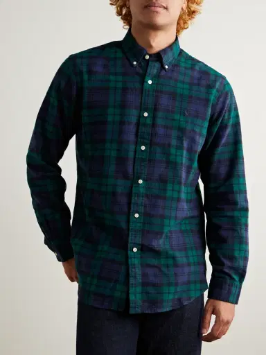 Polo Ralph Lauren Button-Down Collar Logo-Embroidered Checked Brushed-Cotton Oxford Shirt - Men | Thumbnail 3 Polo Ralph Lauren Button-Down Collar Logo-Embroidered Checked Brushed-Cotton Oxford Shirt - Men | Thumbnail 3