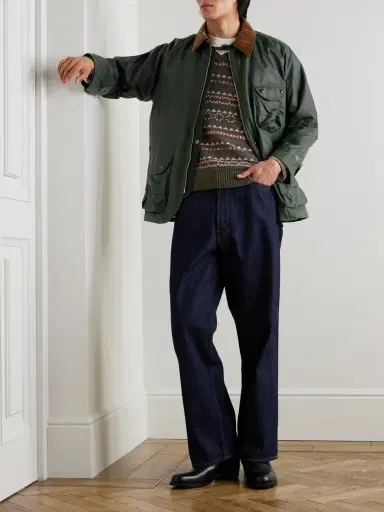 Drake's Corduroy-Trimmed Waxed-Cotton Jacket - Men | Thumbnail 2 Drake's Corduroy-Trimmed Waxed-Cotton Jacket - Men | Thumbnail 2