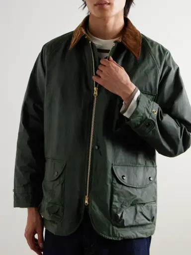 Drake's Corduroy-Trimmed Waxed-Cotton Jacket - Men | Thumbnail 3 Drake's Corduroy-Trimmed Waxed-Cotton Jacket - Men | Thumbnail 3