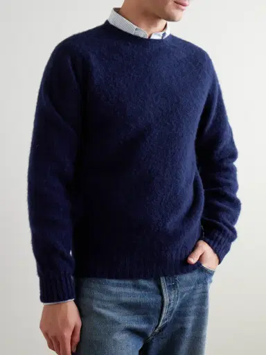 Drake's Brushed Shetland Wool Sweater - Men | Thumbnail 3 Drake's Brushed Shetland Wool Sweater - Men | Thumbnail 3