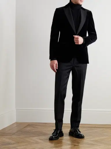 MR P. Slim-Fit Twill-Trimmed Cotton-Velvet Tuxedo Jacket - Men | Thumbnail 2 MR P. Slim-Fit Twill-Trimmed Cotton-Velvet Tuxedo Jacket - Men | Thumbnail 2