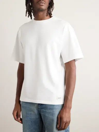 Saint Laurent Logo-Appliquéd Cotton and Modal-Blend Jersey T-Shirt - Men | Thumbnail 3 Saint Laurent Logo-Appliquéd Cotton and Modal-Blend Jersey T-Shirt - Men | Thumbnail 3