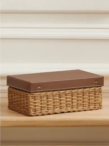 Ralph Lauren Home Bailey Small Wicker And Embossed Leather Box | Thumbnail 1 Ralph Lauren Home Bailey Small Wicker And Embossed Leather Box | Thumbnail 1