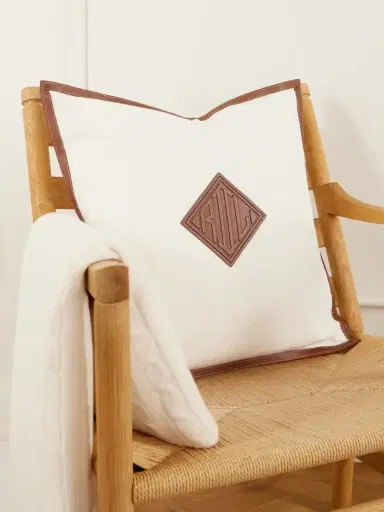 Ralph Lauren Home Moore Leather-trimmed Linen Cushion | Thumbnail 2 Ralph Lauren Home Moore Leather-trimmed Linen Cushion | Thumbnail 2