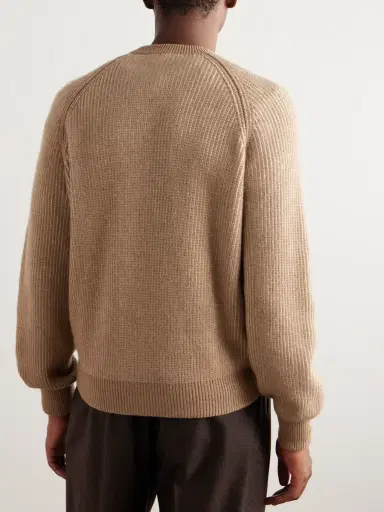 Loro Piana Col D'Olen Waffle-Knit Camel Hair Sweater - Men | Thumbnail 3 Loro Piana Col D'Olen Waffle-Knit Camel Hair Sweater - Men | Thumbnail 3