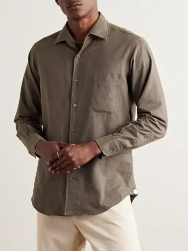 Loro Piana André Cotton-Flannel Shirt - Men | Thumbnail 3 Loro Piana André Cotton-Flannel Shirt - Men | Thumbnail 3