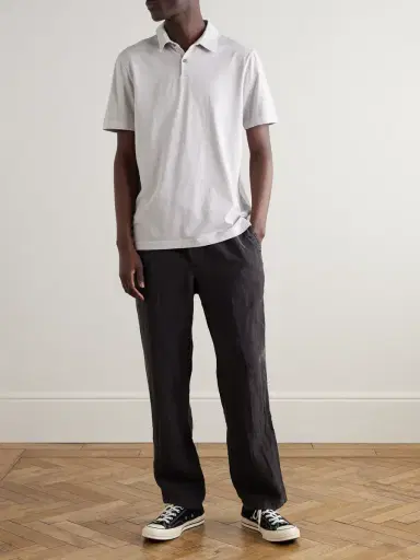 James Perse Straight-Leg Garment-Dyed Linen Drawstring Trousers - Men | Thumbnail 2 James Perse Straight-Leg Garment-Dyed Linen Drawstring Trousers - Men | Thumbnail 2