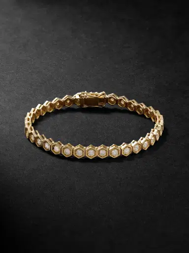 KOLOURS JEWELRY Hexagon XXXLarge -Karat Gold Diamond Bracelet - Men | Thumbnail 1 KOLOURS JEWELRY Hexagon XXXLarge -Karat Gold Diamond Bracelet - Men | Thumbnail 1