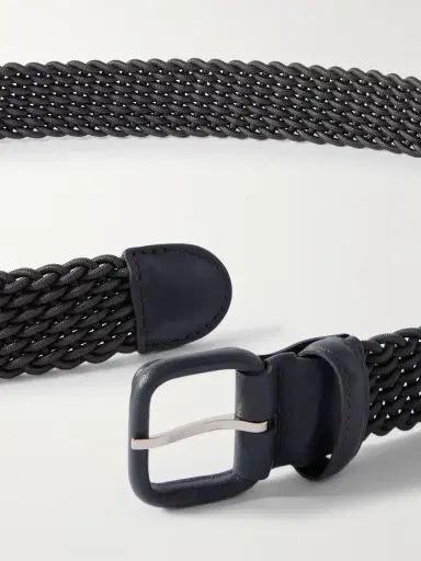 Charvet 3cm Leather-Trimmed Woven Cord Belt - Men | Thumbnail 2 Charvet 3cm Leather-Trimmed Woven Cord Belt - Men | Thumbnail 2