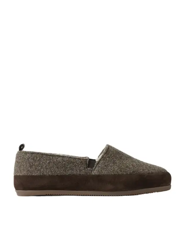 Shearling-Lined Suede-Trimmed Wool Loafers - Men Shearling-Lined Suede-Trimmed Wool Loafers - Men