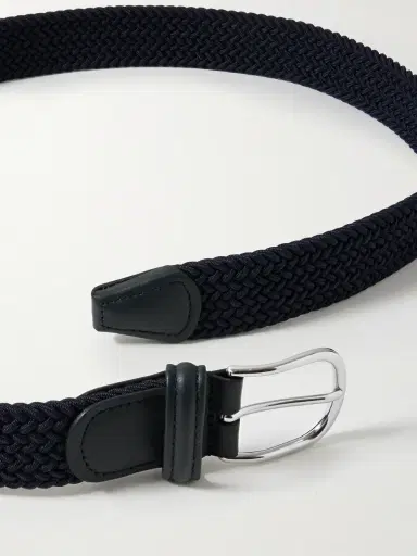 Anderson's 3.5cm Leather-Trimmed Woven Elastic Belt - Men | Thumbnail 2 Anderson's 3.5cm Leather-Trimmed Woven Elastic Belt - Men | Thumbnail 2