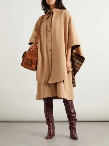 Chloé Cape-effect Layered Leather-trimmed Cotton-gabardine Trench Coat | Thumbnail 2 Chloé Cape-effect Layered Leather-trimmed Cotton-gabardine Trench Coat | Thumbnail 2