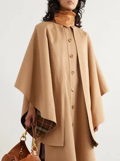 Chloé Cape-effect Layered Leather-trimmed Cotton-gabardine Trench Coat | Thumbnail 5 Chloé Cape-effect Layered Leather-trimmed Cotton-gabardine Trench Coat | Thumbnail 5