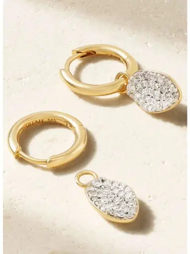 By Pariah Cluster 14-karat Recycled Gold Diamond Hoop Earrings | Thumbnail 3 By Pariah Cluster 14-karat Recycled Gold Diamond Hoop Earrings | Thumbnail 3