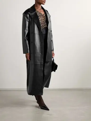 The Frankie Shop Tina Belted Double-breasted Faux Leather Trench Coat | Thumbnail 2 The Frankie Shop Tina Belted Double-breasted Faux Leather Trench Coat | Thumbnail 2