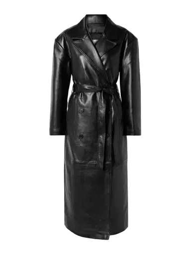 The Frankie Shop Tina Belted Double-breasted Faux Leather Trench Coat | Thumbnail 1 The Frankie Shop Tina Belted Double-breasted Faux Leather Trench Coat | Thumbnail 1