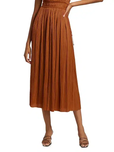 Ulla Johnson Women's Ineze Pleated Satin Midi-Skirt - Amber | Thumbnail 3 Ulla Johnson Women's Ineze Pleated Satin Midi-Skirt - Amber | Thumbnail 3