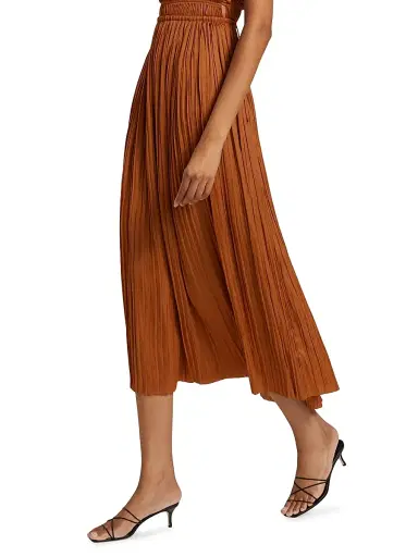 Ulla Johnson Women's Ineze Pleated Satin Midi-Skirt - Amber | Thumbnail 4 Ulla Johnson Women's Ineze Pleated Satin Midi-Skirt - Amber | Thumbnail 4