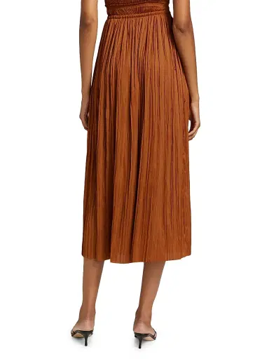 Ulla Johnson Women's Ineze Pleated Satin Midi-Skirt - Amber | Thumbnail 5 Ulla Johnson Women's Ineze Pleated Satin Midi-Skirt - Amber | Thumbnail 5