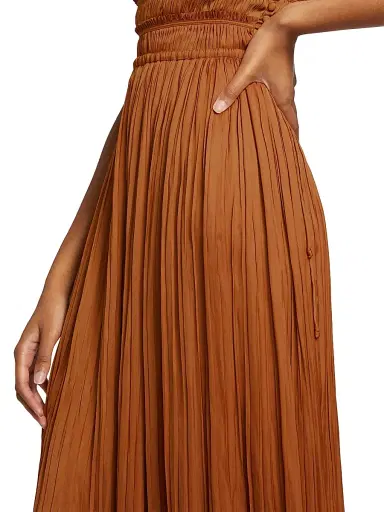 Ulla Johnson Women's Ineze Pleated Satin Midi-Skirt - Amber | Thumbnail 6 Ulla Johnson Women's Ineze Pleated Satin Midi-Skirt - Amber | Thumbnail 6