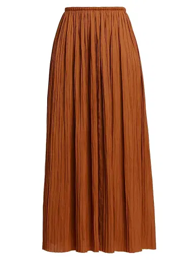 Ulla Johnson Women's Ineze Pleated Satin Midi-Skirt - Amber | Thumbnail 1 Ulla Johnson Women's Ineze Pleated Satin Midi-Skirt - Amber | Thumbnail 1