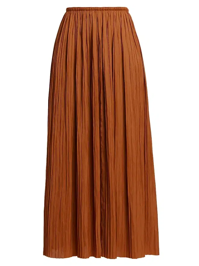 Women's Ineze Pleated Satin Midi-Skirt - Amber Women's Ineze Pleated Satin Midi-Skirt - Amber