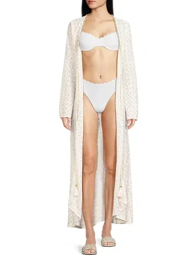 Ramy Brook Women's Fatima Metallic Chevron Caftan - White Gold Zig Zag - Size XL | Thumbnail 2 Ramy Brook Women's Fatima Metallic Chevron Caftan - White Gold Zig Zag - Size XL | Thumbnail 2