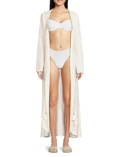 Ramy Brook Women's Fatima Metallic Chevron Caftan - White Gold Zig Zag - Size XL | Thumbnail 3 Ramy Brook Women's Fatima Metallic Chevron Caftan - White Gold Zig Zag - Size XL | Thumbnail 3