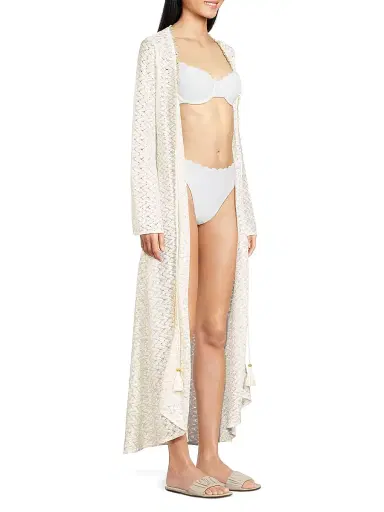 Ramy Brook Women's Fatima Metallic Chevron Caftan - White Gold Zig Zag - Size XL | Thumbnail 4 Ramy Brook Women's Fatima Metallic Chevron Caftan - White Gold Zig Zag - Size XL | Thumbnail 4