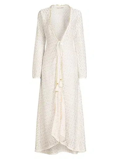 Ramy Brook Women's Fatima Metallic Chevron Caftan - White Gold Zig Zag - Size XL | Thumbnail 1 Ramy Brook Women's Fatima Metallic Chevron Caftan - White Gold Zig Zag - Size XL | Thumbnail 1